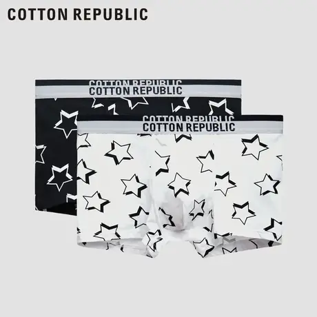 Cotton Republic/棉花共和国男士平角内裤情侣性感中腰星星印花裤图片