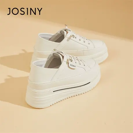 Josiny/卓诗尼厚底小白鞋女2024新款春季一鞋两穿休闲透气板鞋子商品大图