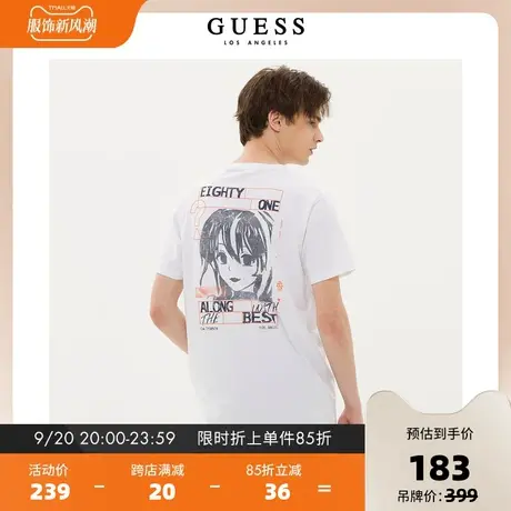 GUESS新品男士趣味涂鸦印花纯棉宽松休闲短袖T恤-M2YI97K8FQ1商品大图