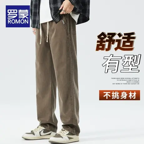 罗蒙天丝休闲裤男士春季莱赛尔垂感宽松直筒阔腿2024新款男生长裤图片
