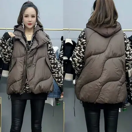 秋冬新款羽绒棉马甲短款坎肩外穿背心马夹宽松外套无袖女款百搭图片