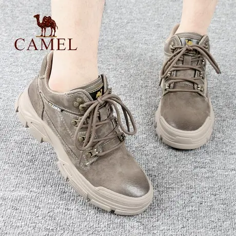 Camel/骆驼男鞋秋冬季新款舒适系带复古厚底高帮户外休闲旅游鞋子商品大图
