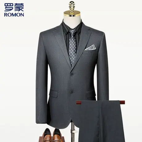 罗蒙男士西服套装两件套含羊毛商务正装高级感西装男商品大图