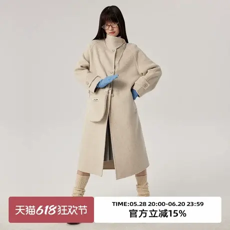 omont蛋挞家复古立领高级感双面呢大衣冬小挎包设计毛呢外套图片