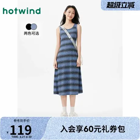 连衣裙女士热风2025年春季新款针织渐变条纹设计感复古百搭气质图片