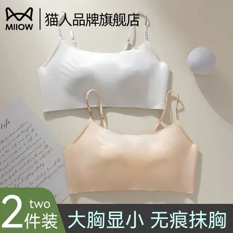 猫人美背内衣女夏季薄款小胸聚拢收副乳抹胸无痕背心防走光文胸罩图片