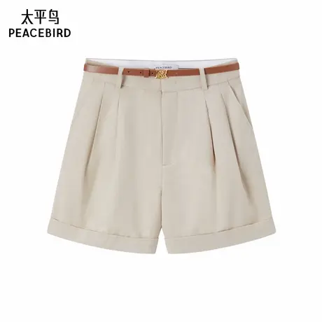 太平鸟女装2024年夏季新款天丝翻边中短裤A1GCE2204商品大图