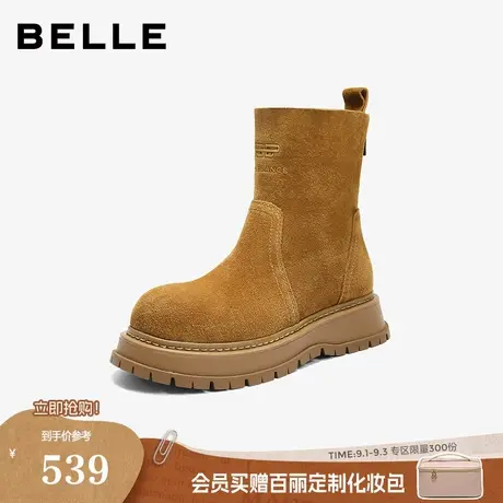 百丽复古厚底西部堆堆时装靴女25冬季新款显瘦休闲短靴B2909DZ5预商品大图