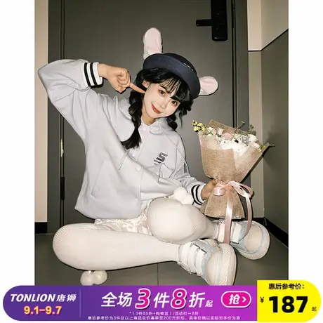 唐狮2025春季新款女外套学院风宽松时尚加厚卫衣开衫连帽超好看k图片