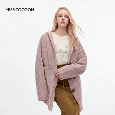 MISSCOCOON可可尼针织开衫女2025冬新款慵懒宽松中长款绵羊毛外套商品大图