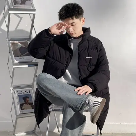 唐狮冬季新款棉衣男生长款连帽加厚保暖外套夹棉棉袄潮牌棉服TD图片