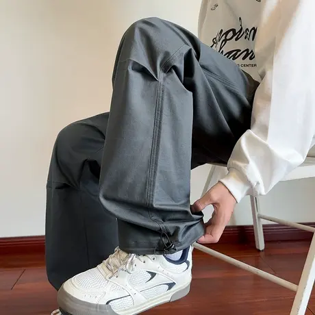 唐狮秋季新款男士休闲长裤百搭工装裤时尚日式宽松直筒阔腿裤TMTA商品大图