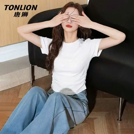 唐狮官方白色内搭短袖t恤女夏季2026新款女士正肩显瘦半袖上衣VB图片