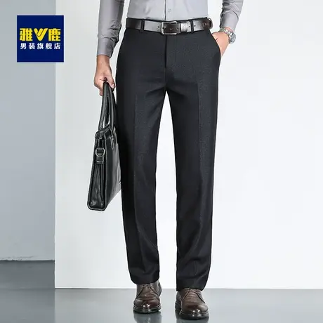 雅鹿男士休闲裤加绒保暖商务修身西裤2023秋冬季新款加厚直筒长裤商品大图