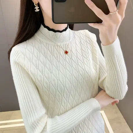 毛衣女款2023新款爆款修身洋气内搭打底衫显瘦半高领秋冬季上衣女图片