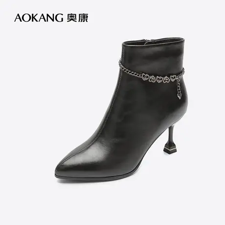 【门店发货】奥康女鞋 冬季新款时装靴尖头细高跟气质百搭女士靴图片