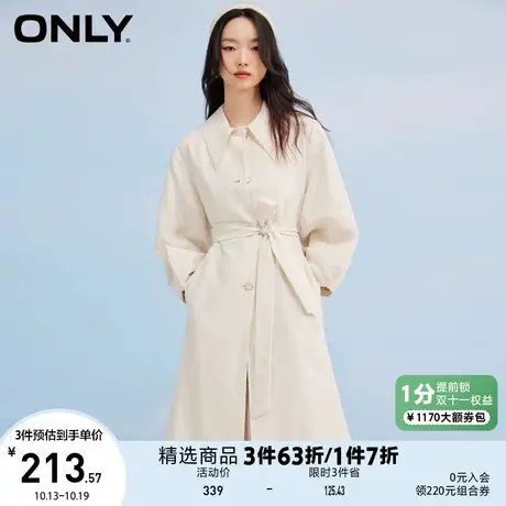 ONLY奥莱夏季时尚通勤风收腰系带中长款风衣外套女商品大图