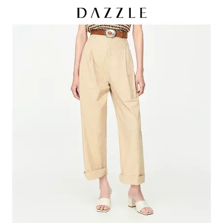 DAZZLE地素奥莱 夏季宽松高腰阔腿直筒休闲裤女商品大图