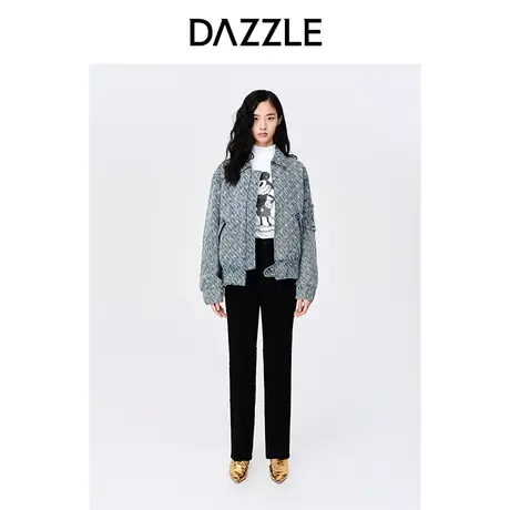 【昕怡粉丝专享】DAZZLE地素奥莱 立体LOGO设计感牛仔棉服外套女图片