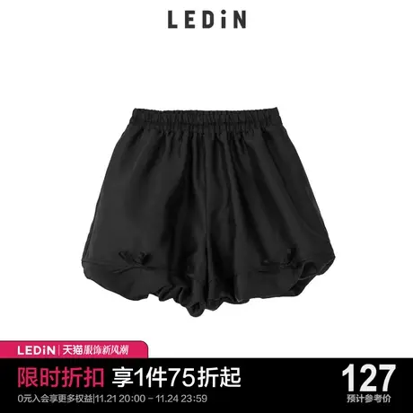乐町高腰休闲黑色短裤女灯笼花苞泡泡裙裤C5GCC2A01商品大图
