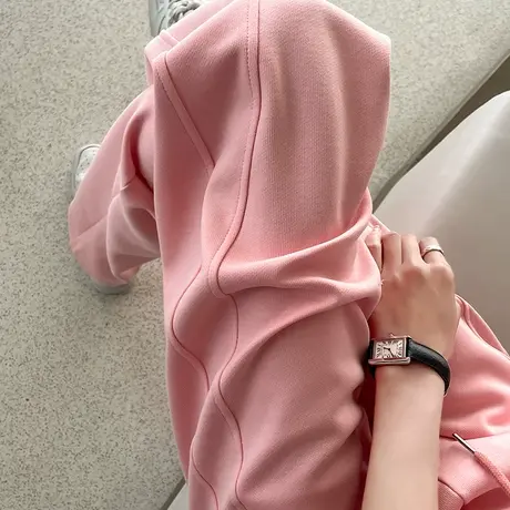 粉色阔腿裤女春秋高腰直筒窄版宽松显瘦小个子休闲裤子香蕉运动裤图片