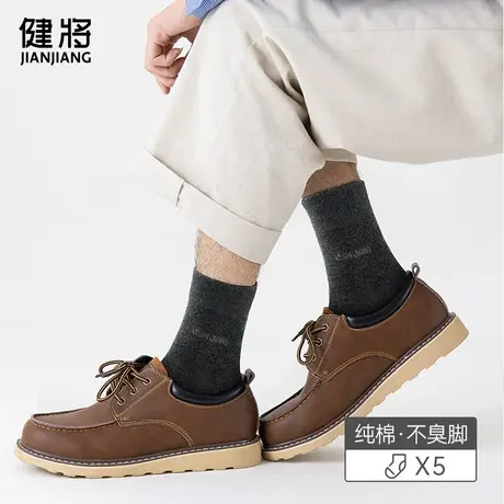 健将袜子男士纯棉不臭脚抗菌吸汗春夏季中筒透气非100%全棉商务袜商品大图