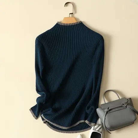 半高领毛衣套头打底衫女秋装2023年新款内搭爆款百搭洋气针织衫女商品大图