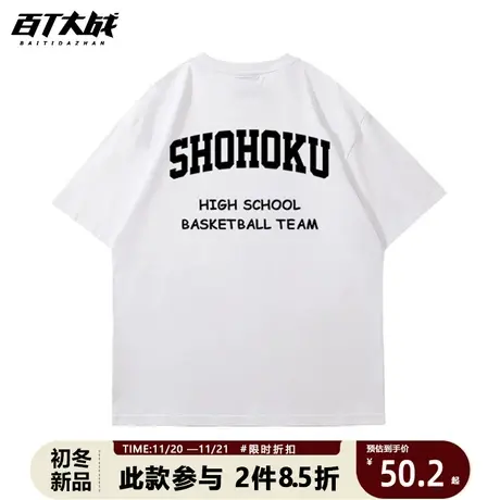 2025年新款灌篮高手湘北队服日系动漫重磅全棉t恤潮流短袖男商品大图