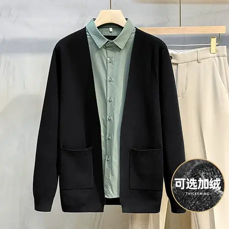 假两件毛衣男春秋2025新款商务男装上衣韩版潮男士针织衫开衫外套商品大图