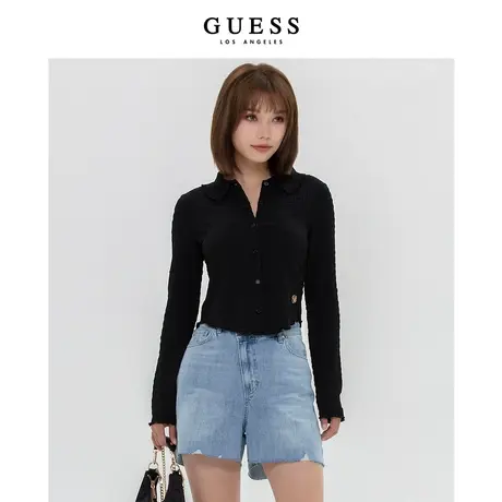 【38上新季】GUESS款女士韩国进口高弹新工艺泡泡皱长袖衬衫商品大图