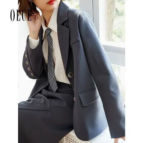 Oece通勤小西装春秋新款女复古炸街外套气质网红西服商品大图