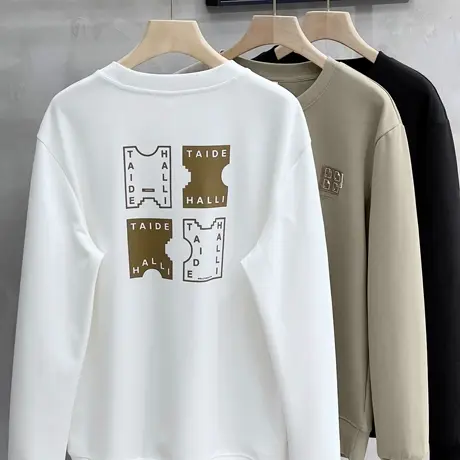 卫衣男士春秋季2023新款圆领打底衫上衣服男装宽松潮ins长袖t恤男商品大图