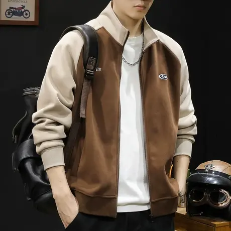 重磅开衫卫衣男春秋款男款立领衣服春季2024新款长袖大码美式潮牌商品大图