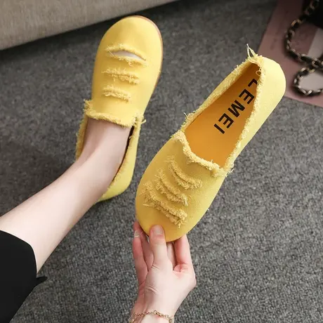 女鞋2023年夏季新款休闲百搭帆布单鞋一脚蹬孕妇外穿懒人防滑布鞋商品大图