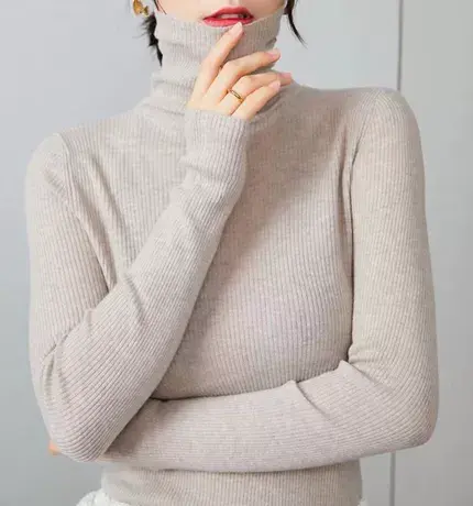 享永子【100%绵羊毛】细度17.6 贴身不扎 高领毛衣打底衫女秋冬图片