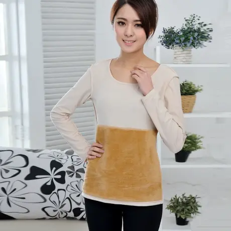 护肚保暖内衣上装 男女棉打底衫薄款秋衣长袖上衣 肚子加厚加绒商品大图