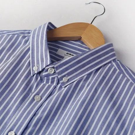 格慕施春秋季牛津纺潮流条纹衬衫男休闲长袖外套大码青年男装衬衣图片