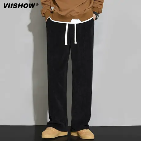VIISHOW裤子男秋冬季新款冬季加厚运动裤男生直筒休闲裤男士卫裤商品大图