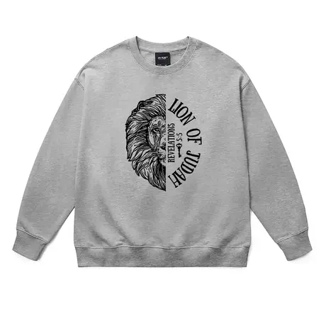 国潮圆领卫衣男款ins犹太之狮潮牌高级大牌感套头打底长袖T恤秋冬图片