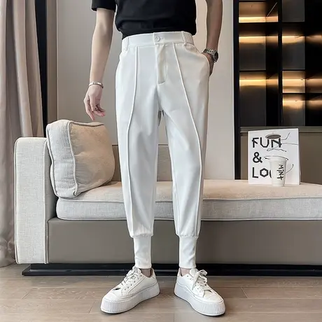 男士休闲裤九分裤裤子直筒潮流哈伦束脚运动卫裤纯色潮牌小西裤商品大图
