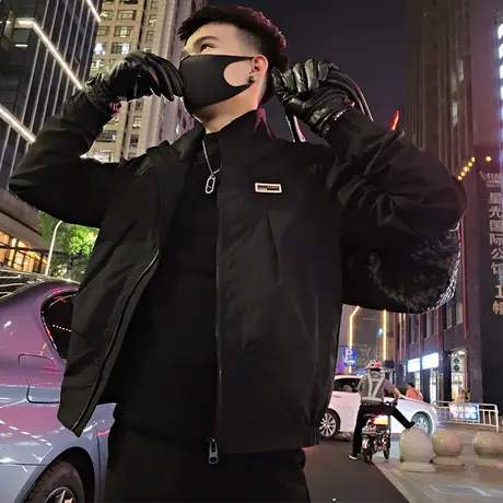 立领外套男秋冬季新款个性潮牌设计感痞帅工装夹克爆款休闲冲锋衣商品大图