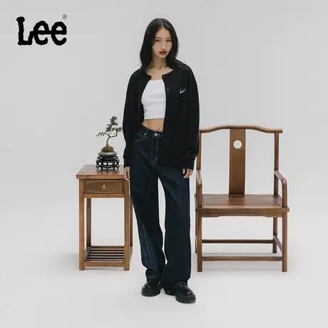 Lee商场同款24早春新品428舒适高腰直脚镭射印花清水洗女牛仔裤潮图片