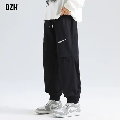 男士纯棉裤子男款美式高街2024新款休闲束脚裤春秋长裤百搭工装裤商品大图