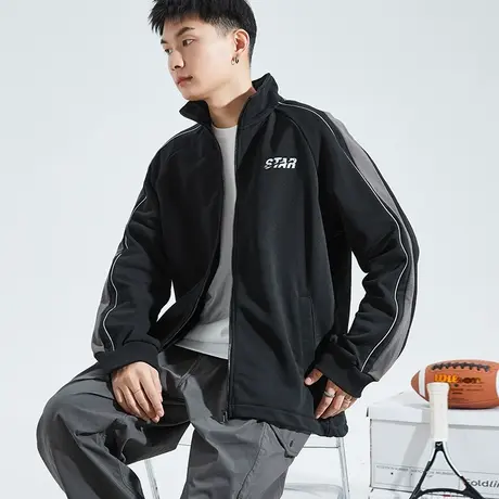 唐狮卫衣外套男2024春季新款户外休闲运动宽松外套连帽卫衣外套男图片