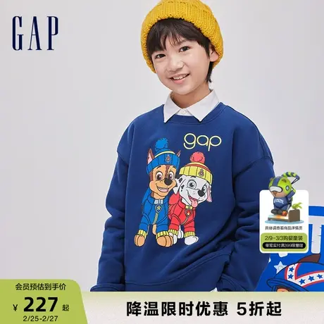 【汪汪队联名】Gap男童冬季抓绒保暖运动卫衣时髦圆领上衣847289商品大图