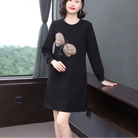 2024新款中长款女春秋高级质感气质时髦休闲t恤遮肚子显瘦女上衣商品大图