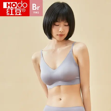 红豆女士文胸无钢圈背心式胸罩带胸垫薄款网眼透气无痕运动内衣女图片