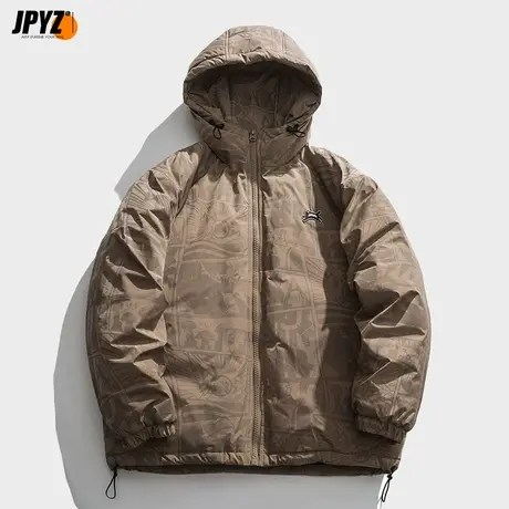 反光动漫印加厚棉袄情侣外套面包服oversize棉服冬季潮牌棉衣男商品大图