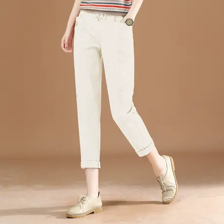 松紧腰黑色直筒西装休闲裤子女2023新款夏季百搭宽松九分哈伦裤薄图片