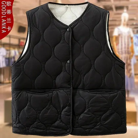 大码中年妈妈秋冬装加绒马夹女宽松时尚百搭轻薄款羽绒棉马甲外套图片